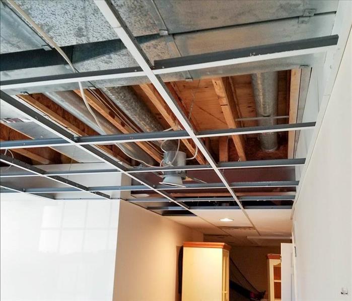 Water damage in drop ceiling. 