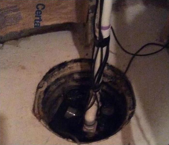 Sump pump in a basement