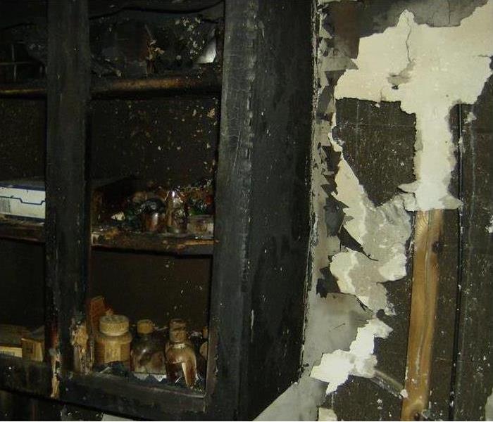 Fire damage restoration in a home